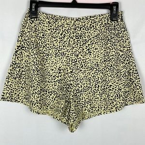 Volcom Yellow and Black Leopard Print Lightweight Shorts w/Side Zipper - Size XS